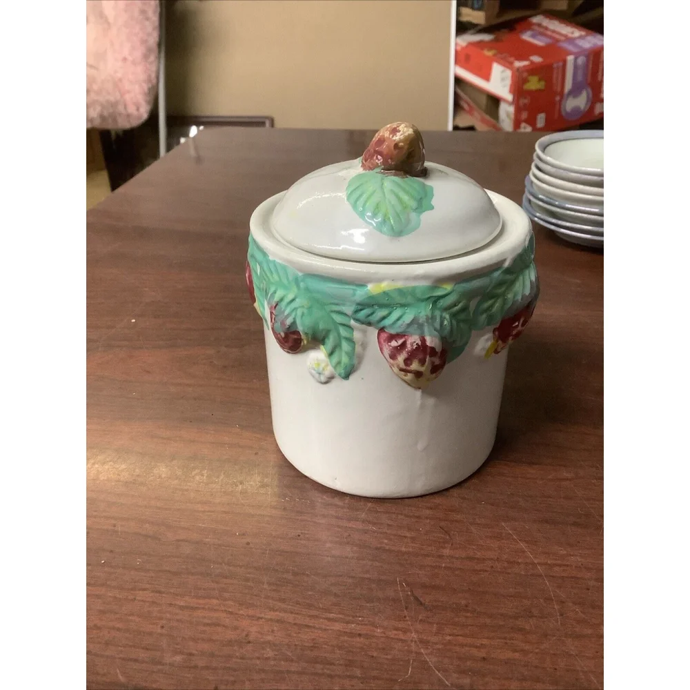 Vintage Jelly Jar Strawberry Hand Painted